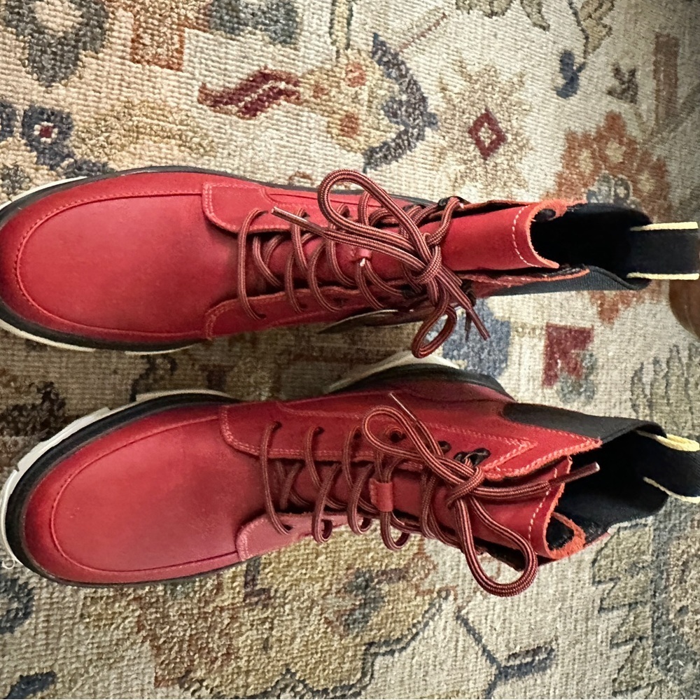 Sorel Brex Warp Red Black Waterproof Lace Up Bootie sz 9 - Picture 7 of 12